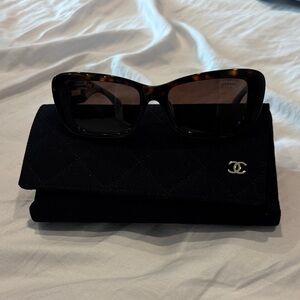 Chanel Tortoise Sunglasses with Quilted Black Case